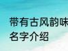 带有古风韵味的名字 带有古风韵味的名字介绍